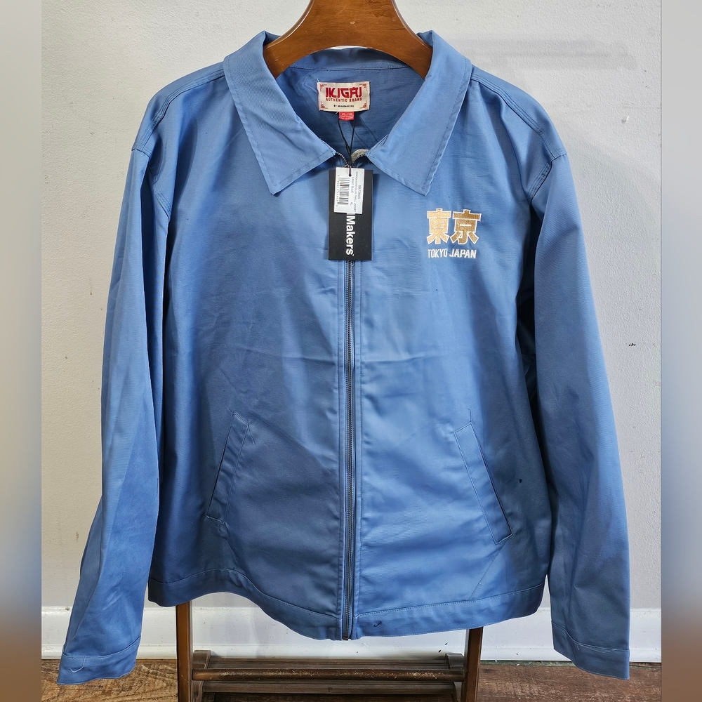 IKIGAI Authentic Brand Tokyo Japan Auto Club Blue Twill Jacket Men Size Medium - Picture 2 of 7